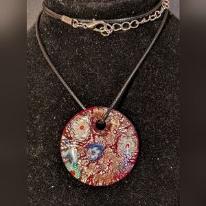 Elegant Red Glass Pendant Necklace